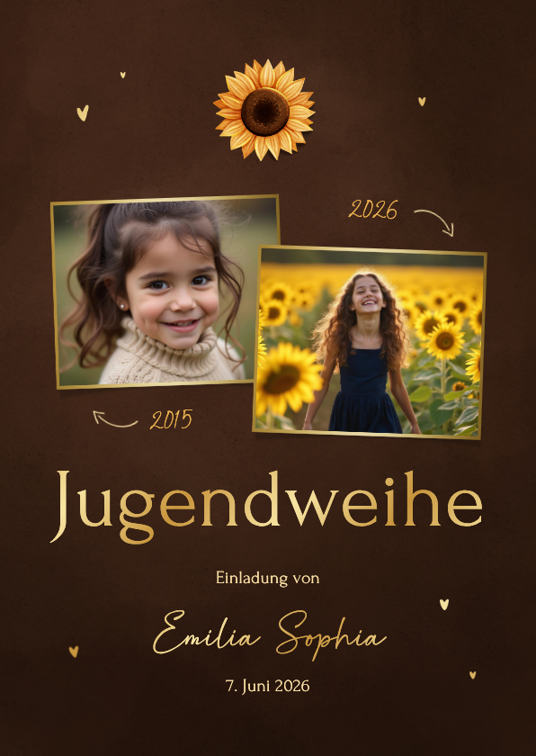Jugendweihekarten - Einladung zur Jugendweihe Fotos & Sonnenblume