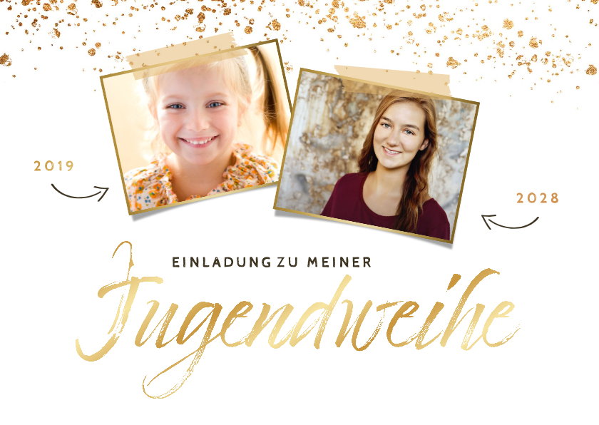 Jugendweihekarten - Einladungskarte Jugendweihe Fotos früher und heute