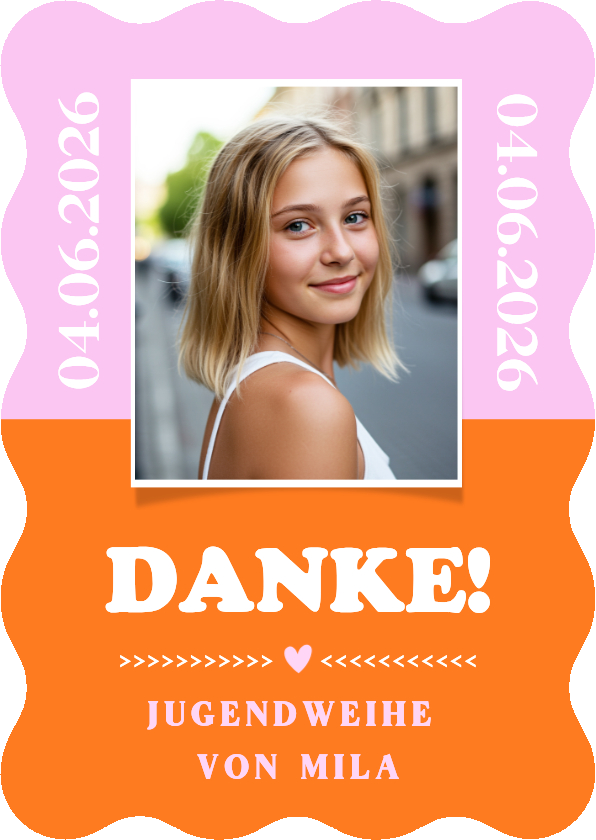 Foto-Dankeskarte Wellenrand Jugenweihe Colorblocking - Jugendweihekarten Jugendweihekarten - Foto-Dankeskarte Wellenrand Jugenweihe Colorblocking