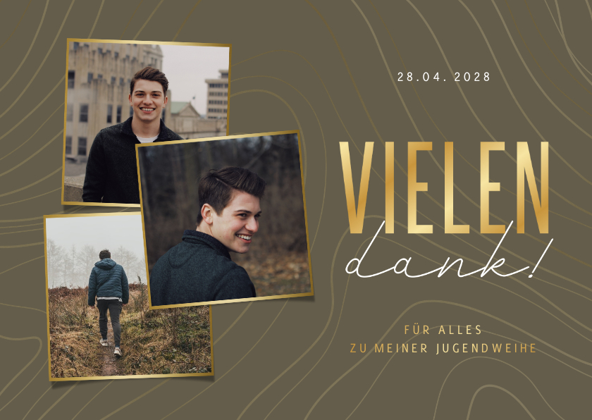 Jugendweihekarten - Jugendweihe Dankeskarte Fotos Linienmuster