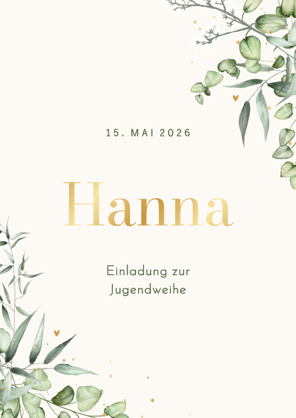 Jugendweihekarten - Jugendweihe-Einladung Aquarellzweige