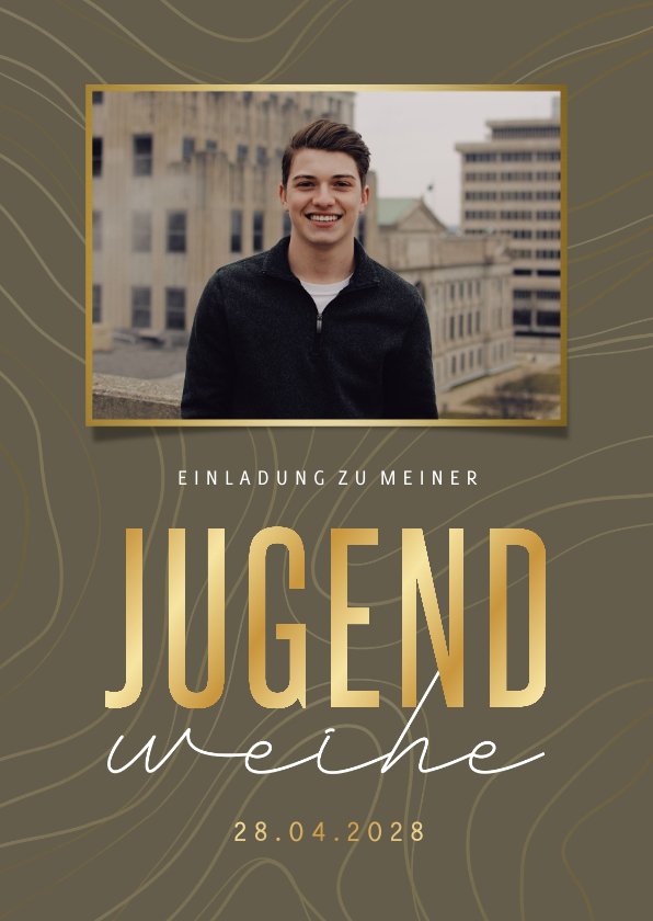 Jugendweihekarten - Jugendweihe Einladung Foto Linienmuster