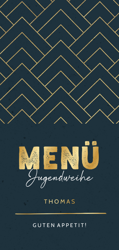 Jugendweihekarten - Menükarte Jugendweihe grafisch blau