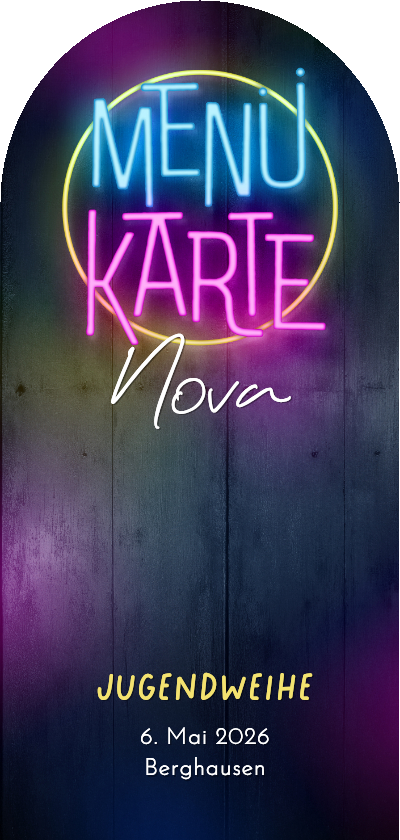 Jugendweihekarten - Menükarte Jugendweihe Neon