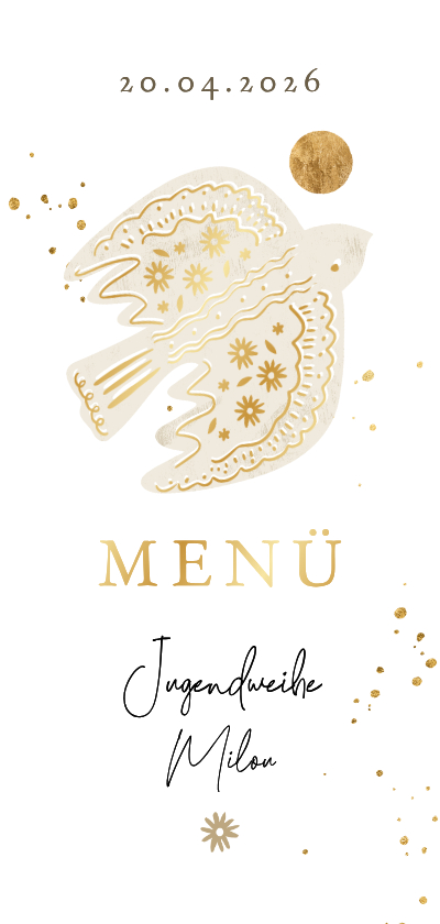 Jugendweihekarten - Menükarte Jugendweihe Vogel & Sonne