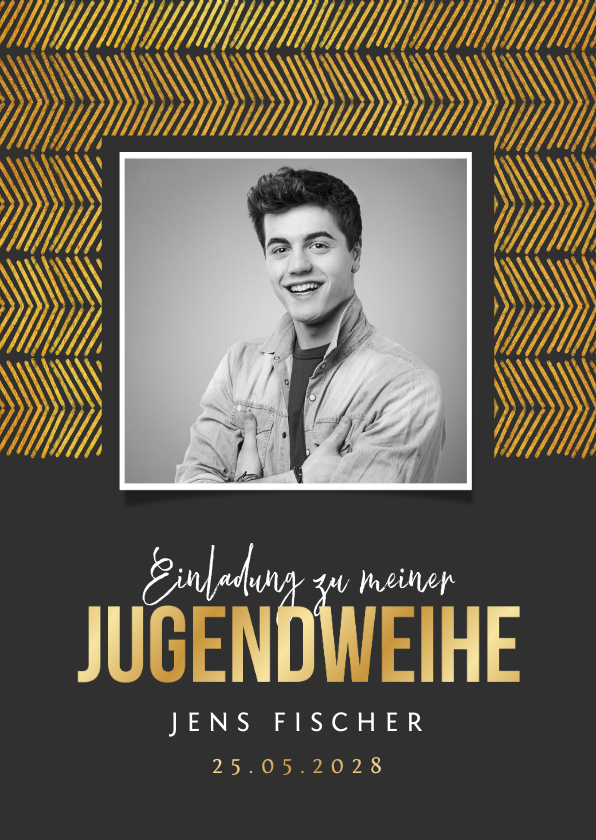 Jugendweihekarten - Moderne Einladungskarte Jugendweihe mit eigenem Foto