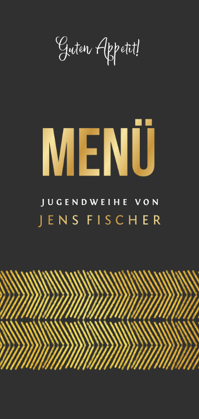 Jugendweihekarten - Moderne Menükarte zur Jugendweihe mit Goldeffekten