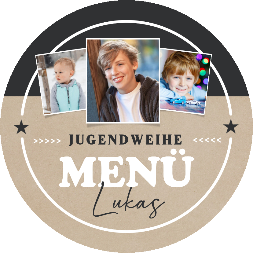 Jugendweihekarten - Speisekarte Fotocollage Jugendweihe Kraftlook & Schwarz