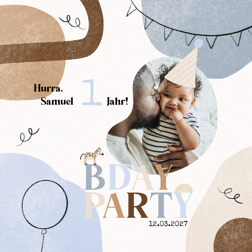 Kindergeburtstag - Einladung 1. Geburtstag 'Bday Party' Foto