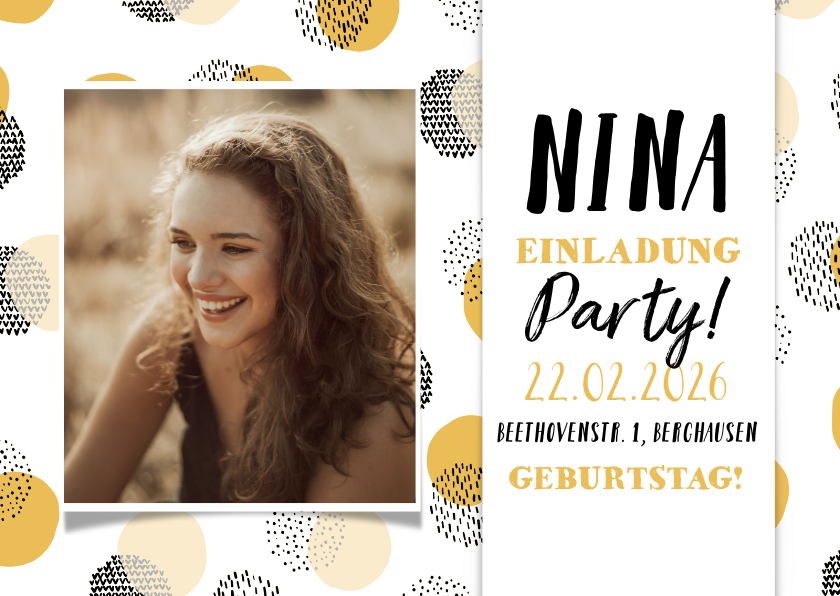 Kindergeburtstag - Einladung 14. Geburtstag mit Foto und Punkten