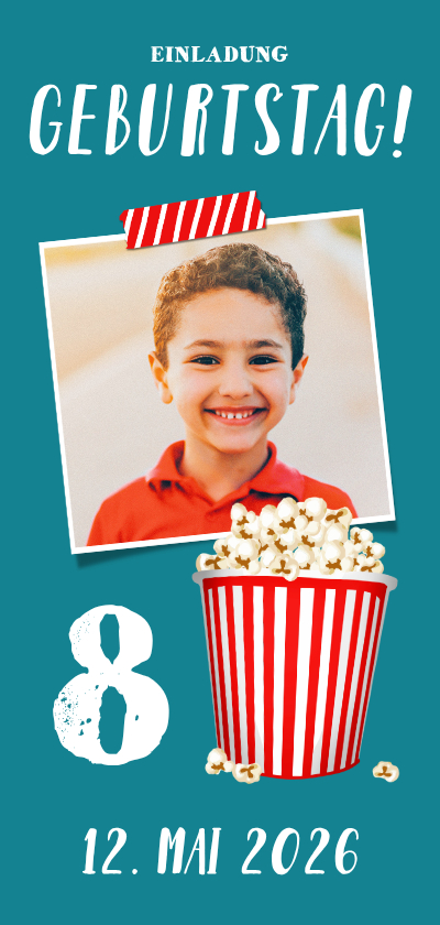 Einladung 8. Kindergeburtstag Filmparty - Kindergeburtstag Kindergeburtstag - Einladung 8. Kindergeburtstag Filmparty