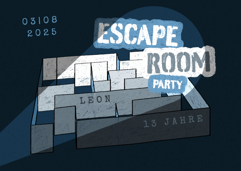 Kindergeburtstag - Einladung Escape Room Party - Labyrinth