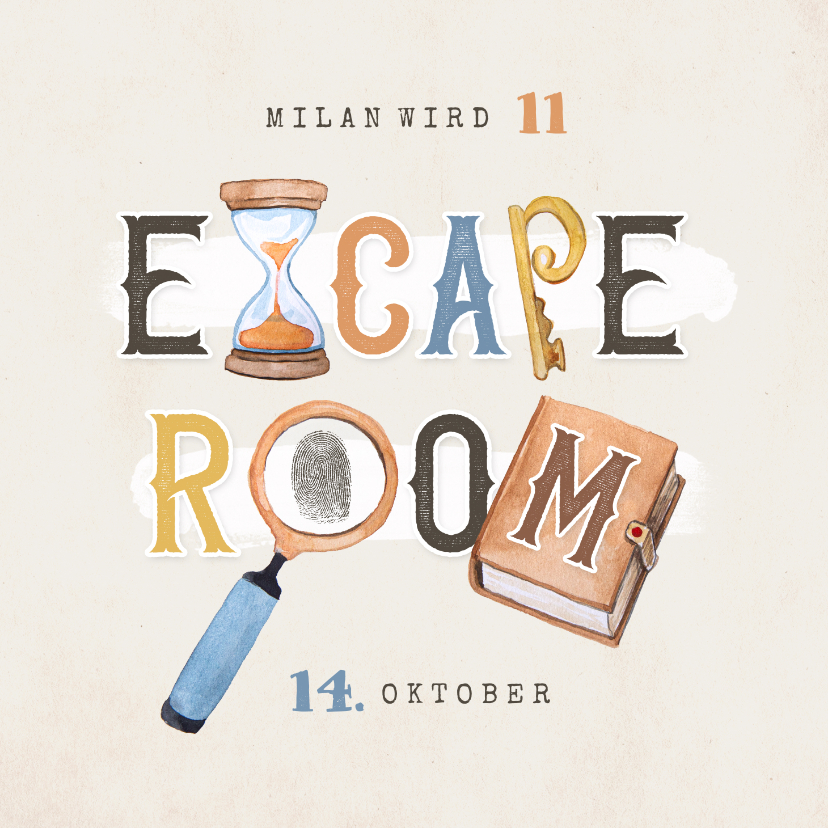 Kindergeburtstag - Einladung Kindergeburtstag Escape Room