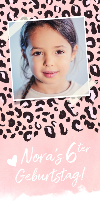 Kindergeburtstag - Einladung Kindergeburtstag Foto Leopard rosa