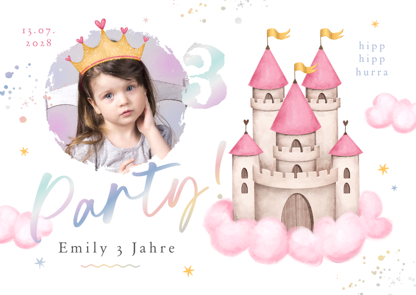 Kindergeburtstag - Einladung Kindergeburtstag Foto & Märchenschloss