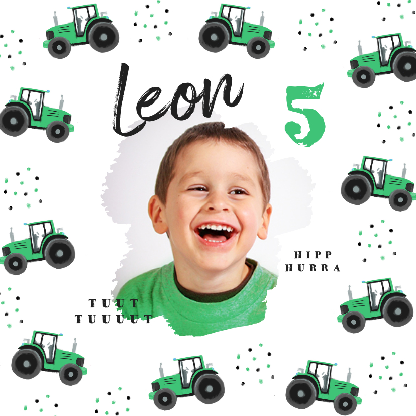 Kindergeburtstag - Einladung Kindergeburtstag grüne Traktoren