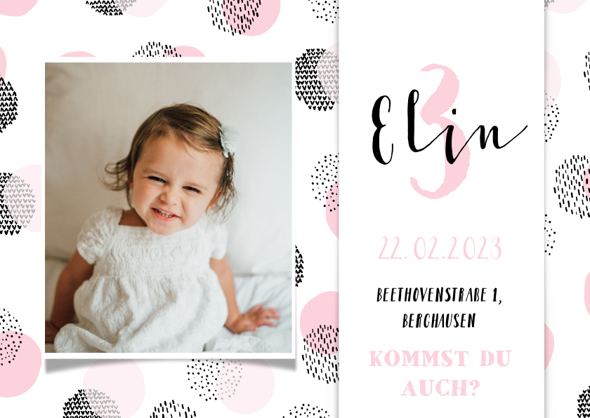 Kindergeburtstag - Einladung Kindergeburtstag mit Konfetti und Foto