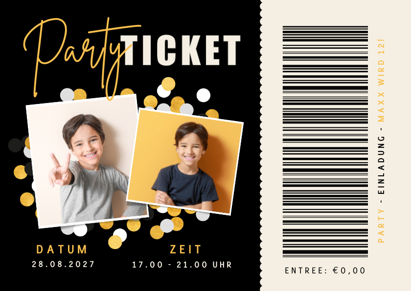 Kindergeburtstag - Einladung Kindergeburtstag Partyticket jungen