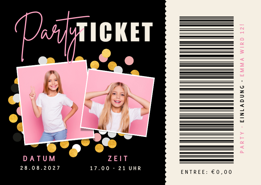 Kindergeburtstag - Einladung Kindergeburtstag Partyticket
