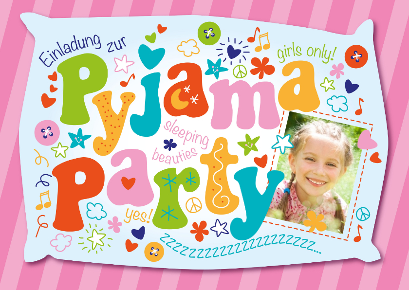 Kindergeburtstag - Einladung Kindergeburtstag Pyjamaparty Girls only