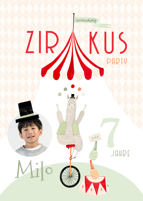 Kindergeburtstag - Einladung Kindergeburtstag Zirkus-Party mit Foto