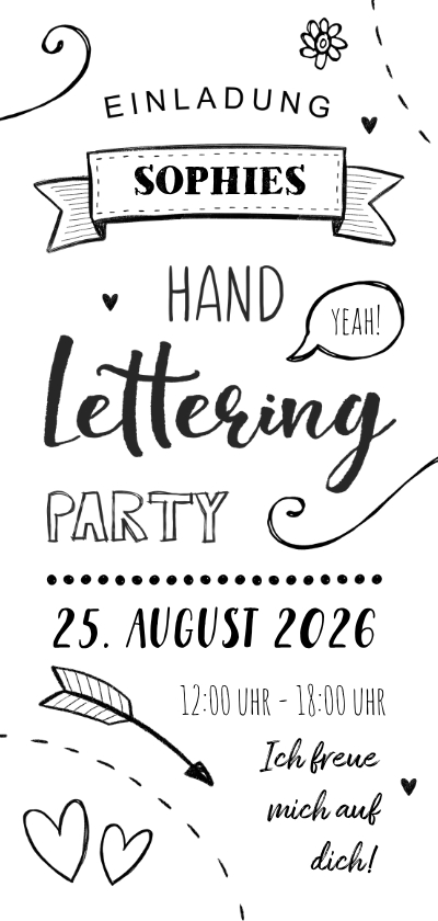 Kindergeburtstag - Einladung zum 10. Kindergeburtstag Handlettering