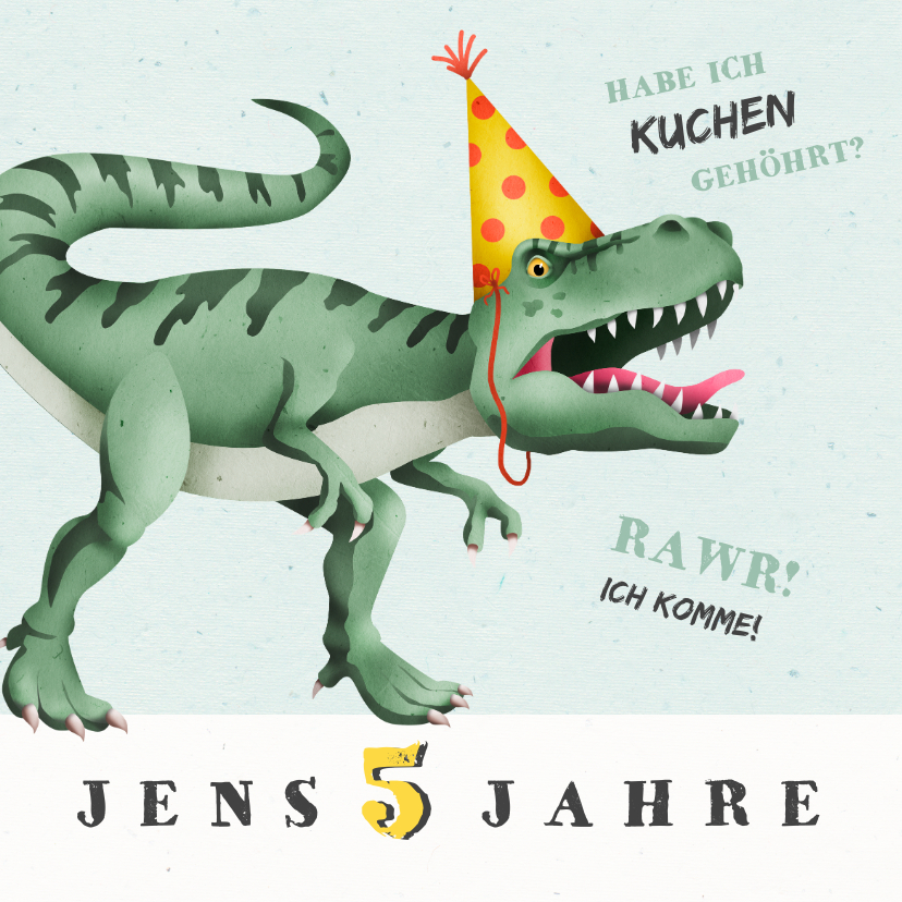 Kindergeburtstag - Einladung zum Kindergeburtstag Dinosaurier mit Hut