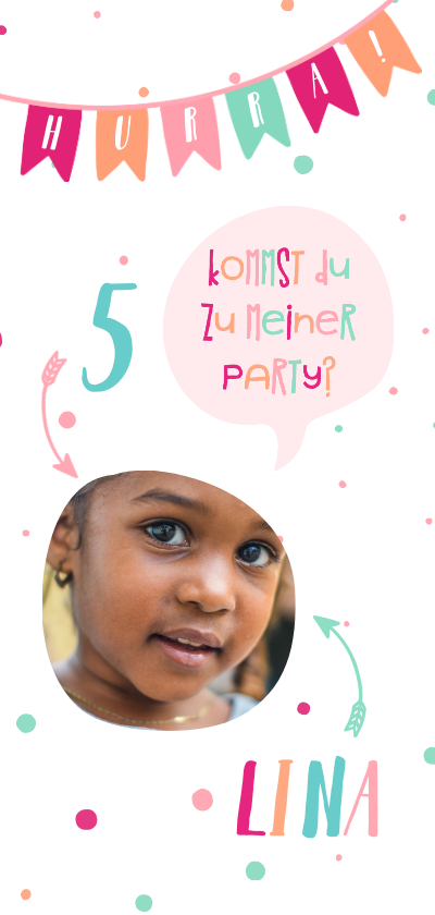 Kindergeburtstag - Einladung zum Kindergeburtstag fröhlich-rosa