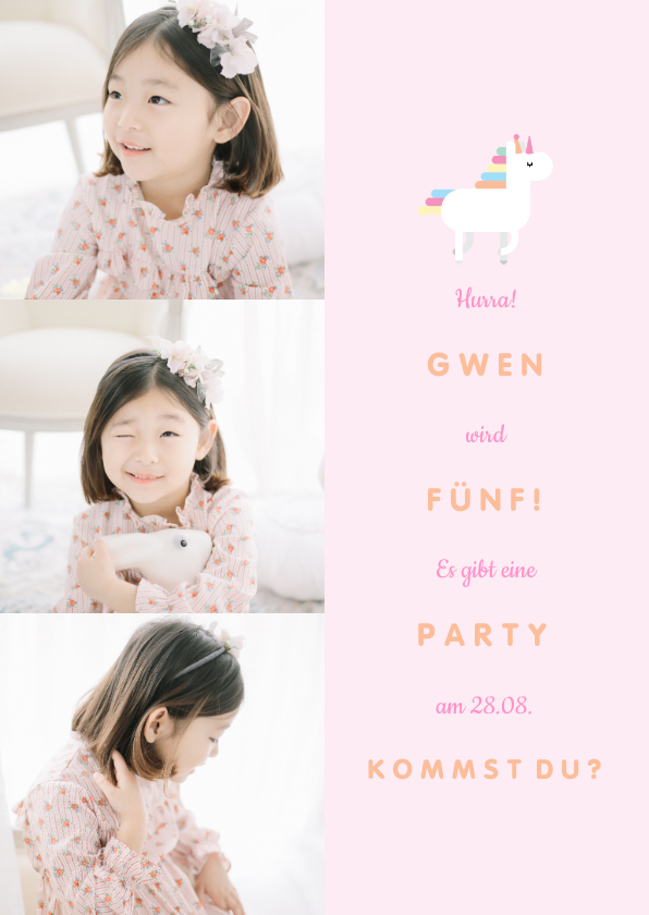Kindergeburtstag - Einladung zum Kindergeburtstag Little Unicorn