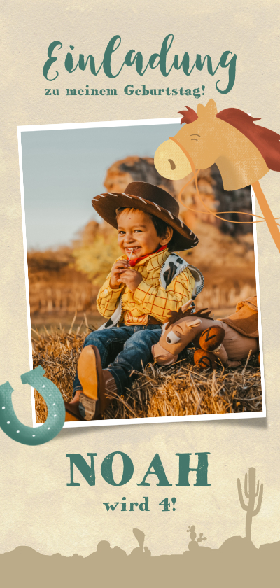 Kindergeburtstag - Einladung zum Kindergeburtstag mit Prärie & Cowboyhut