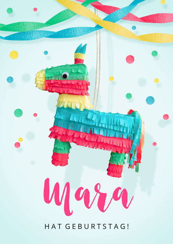 Kindergeburtstag - Einladung zum Kindergeburtstag Pferde-Piñata rosa