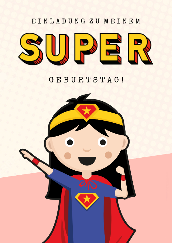 Kindergeburtstag - Einladung zum Superhelden-Geburtstag Mädchen