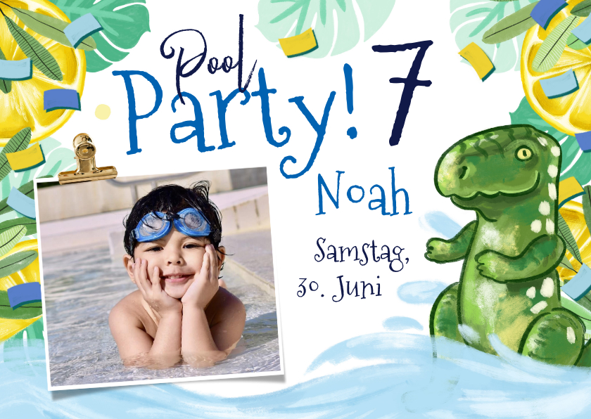 Kindergeburtstag - Einladung zur Poolparty Kindergeburtstag Sommer