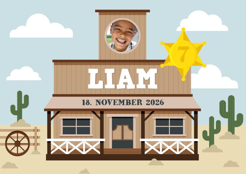 Einladungskarte 7. Kindergeburtstag Wilder Westen - Kindergeburtstag Kindergeburtstag - Einladungskarte 7. Kindergeburtstag Wilder Westen