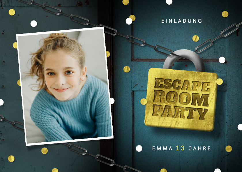Kindergeburtstag - Einladungskarte Kindergeburtstag Escape Room Foto