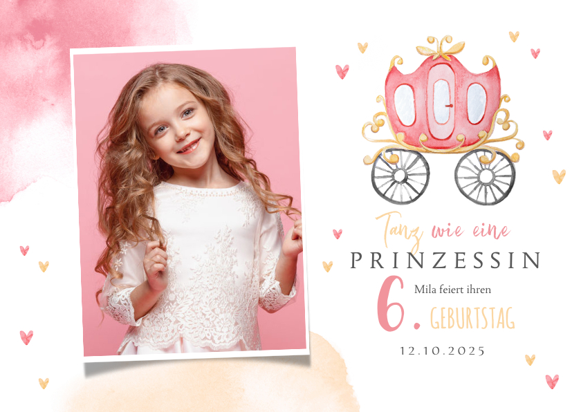 Kindergeburtstag - Einladungskarte Kindergeburtstag Prinzessin