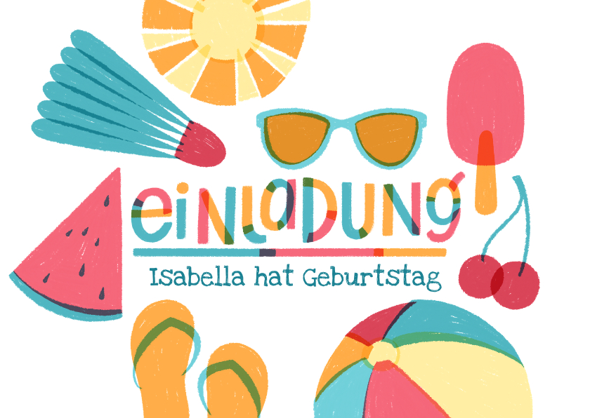 Kindergeburtstag - Geburtstagseinladung Pool-Party