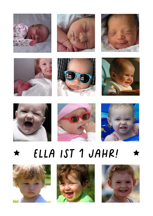 Kindergeburtstag Einladung 12 Monate Fotocollage - Kindergeburtstag Kindergeburtstag - Kindergeburtstag Einladung 12 Monate Fotocollage