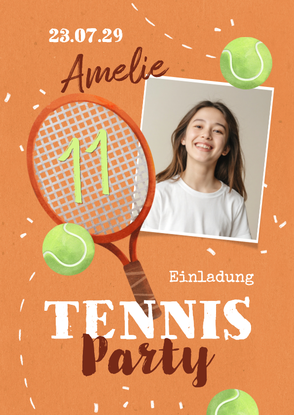 Kindergeburtstag - Kindergeburtstag Einladung Tennis mit Foto