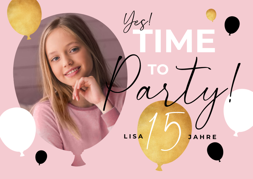 Kindergeburtstag - Kindergeburtstagseinladung 'Time to Party'