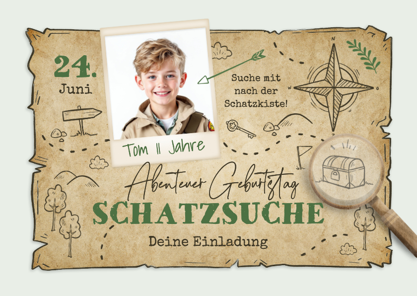 Schatzsuche Kindergeburtstag Einladung Foto - Kindergeburtstag Kindergeburtstag - Schatzsuche Kindergeburtstag Einladung Foto
