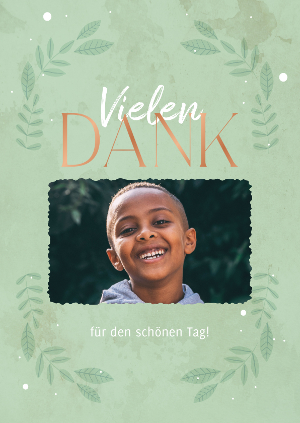 Kommunionskarten - Dankeskarte zur Kommunion mit grünen Ranken