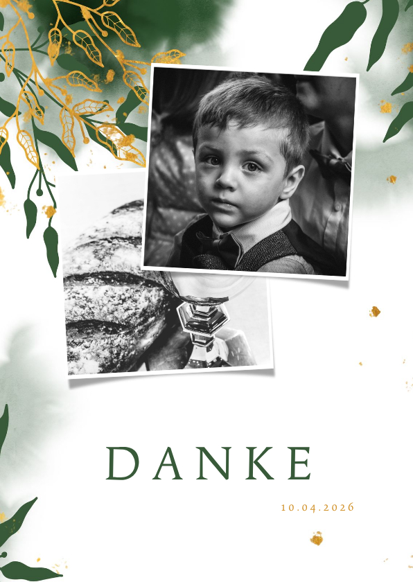 Kommunionskarten - Danksagung Kommunion botanisch mit Fotos