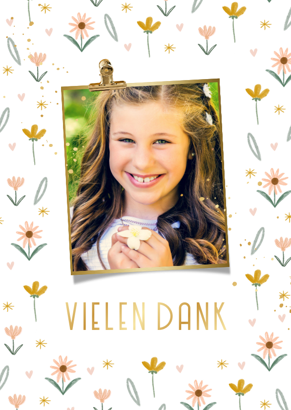 Danksagung Kommunion Foto & kleine Blumen - Kommunionskarten Kommunionskarten - Danksagung Kommunion Foto & kleine Blumen