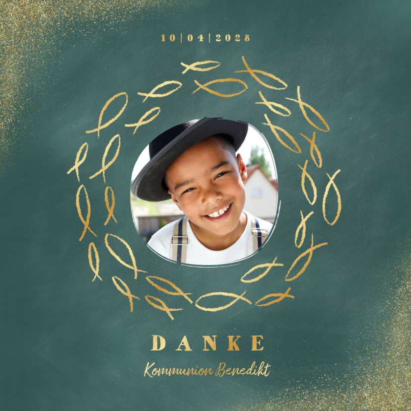 Kommunionskarten - Danksagung zur Kommunion Foto und Goldfische