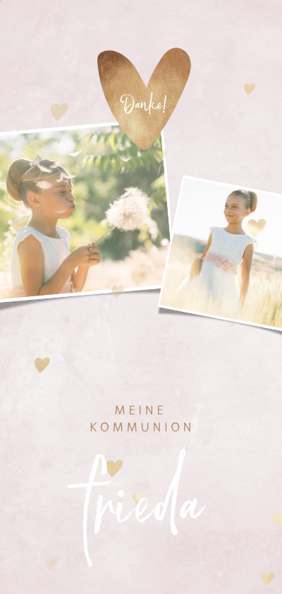 Danksagung zur Kommunion Fotocollage zarte Herzen - Kommunionskarten Kommunionskarten - Danksagung zur Kommunion Fotocollage zarte Herzen