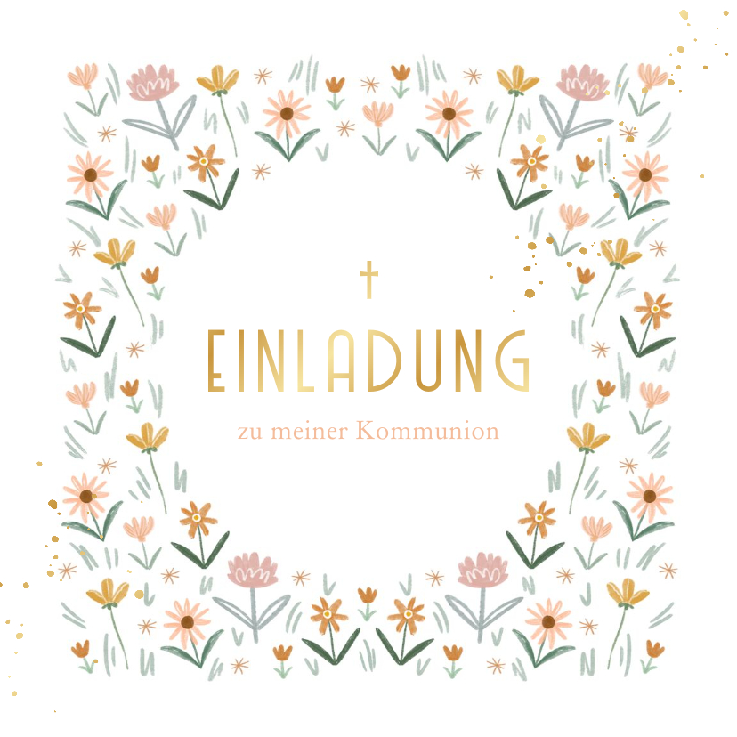 Kommunionskarten - Einladung Kommunion kleine Blumen