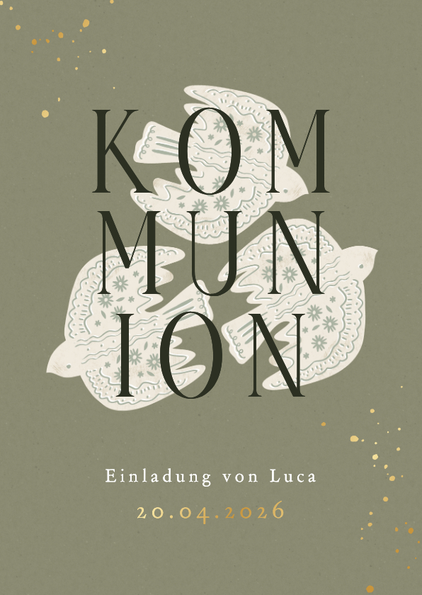 Einladung Kommunionsfeier drei Tauben - Kommunionskarten Kommunionskarten - Einladung Kommunionsfeier drei Tauben