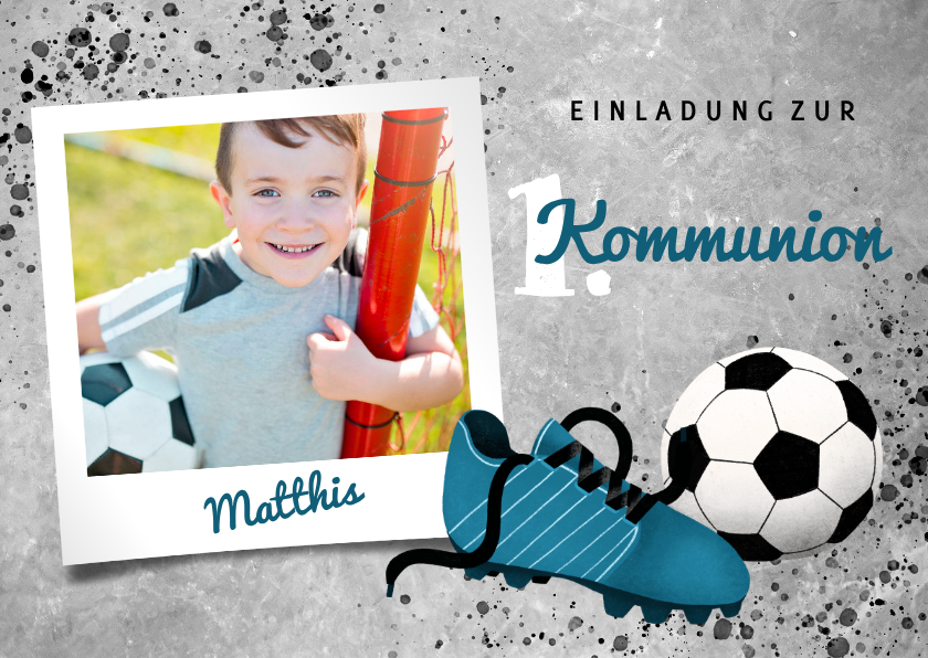 Kommunionskarten - Einladung zur Kommunion Foto & Fußball