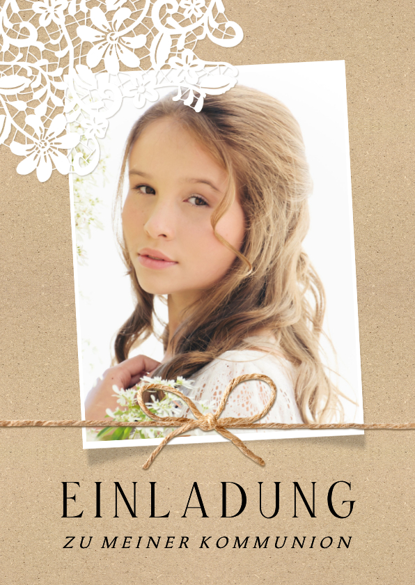 Einladung zur Kommunion Foto & Spitze - Kommunionskarten Kommunionskarten - Einladung zur Kommunion Foto & Spitze